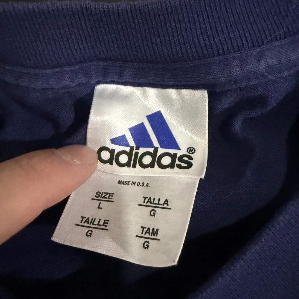Vintage Adidas Basketball 90s T-shirt‎ Navy Blue Size XL Cotton Made In USA